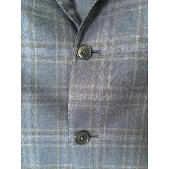 Ermenegildo Zegna Mens Blazer Size 56R/XXL Wool Lined Blue Black Plaid Looks New - Picture 7 of 15